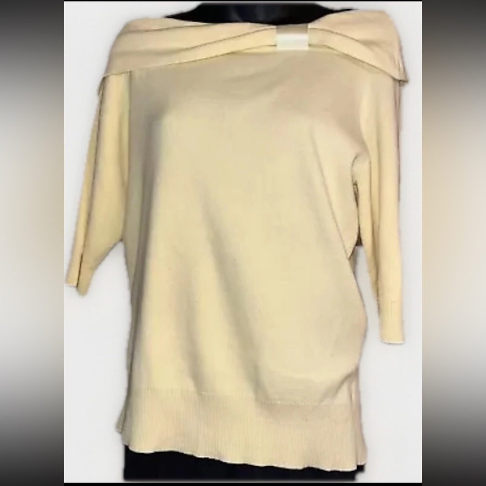 Vintage April Cornell for Cornell Trading Off-shoulder Yellow Sweater Size M - Picture 3 of 6